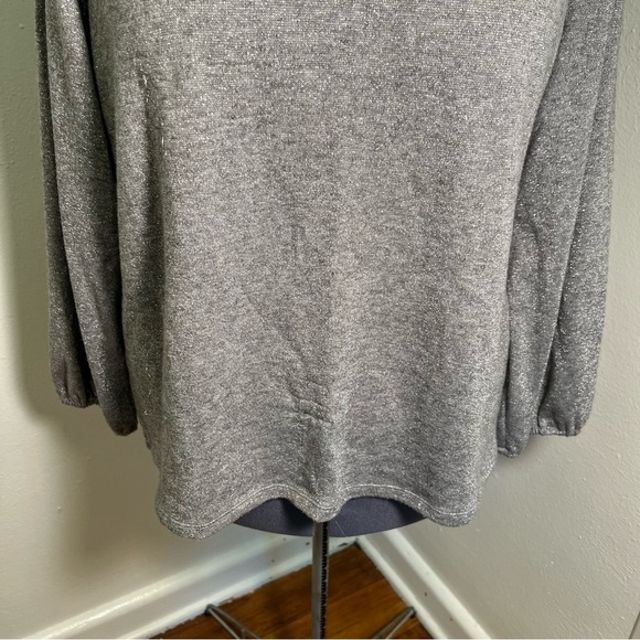 Talbots Tie Back Smocked Top Gray Metallic 2XP - Picture 5 of 12